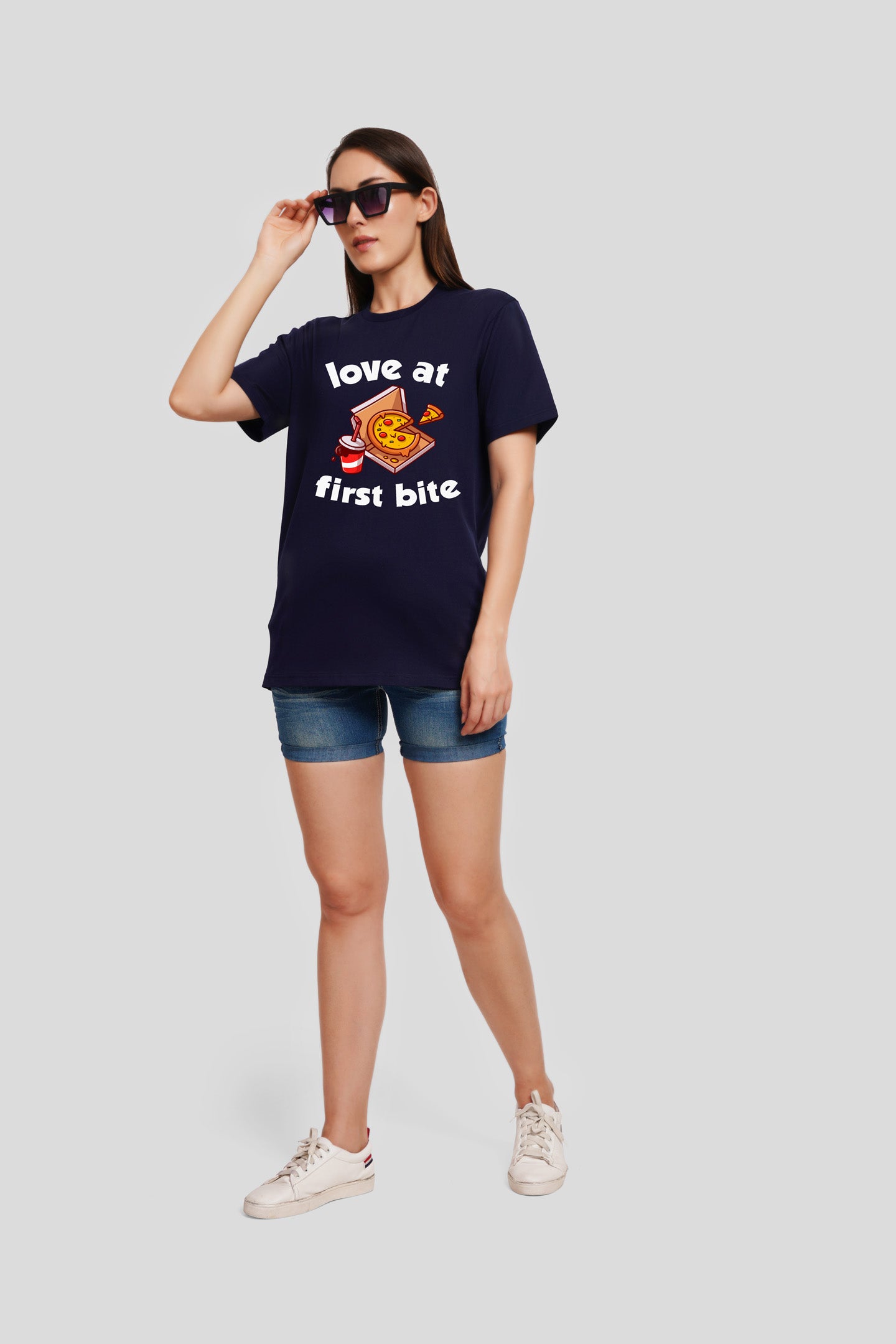 Love At First Bite Navy Blue Printed T-Shirt