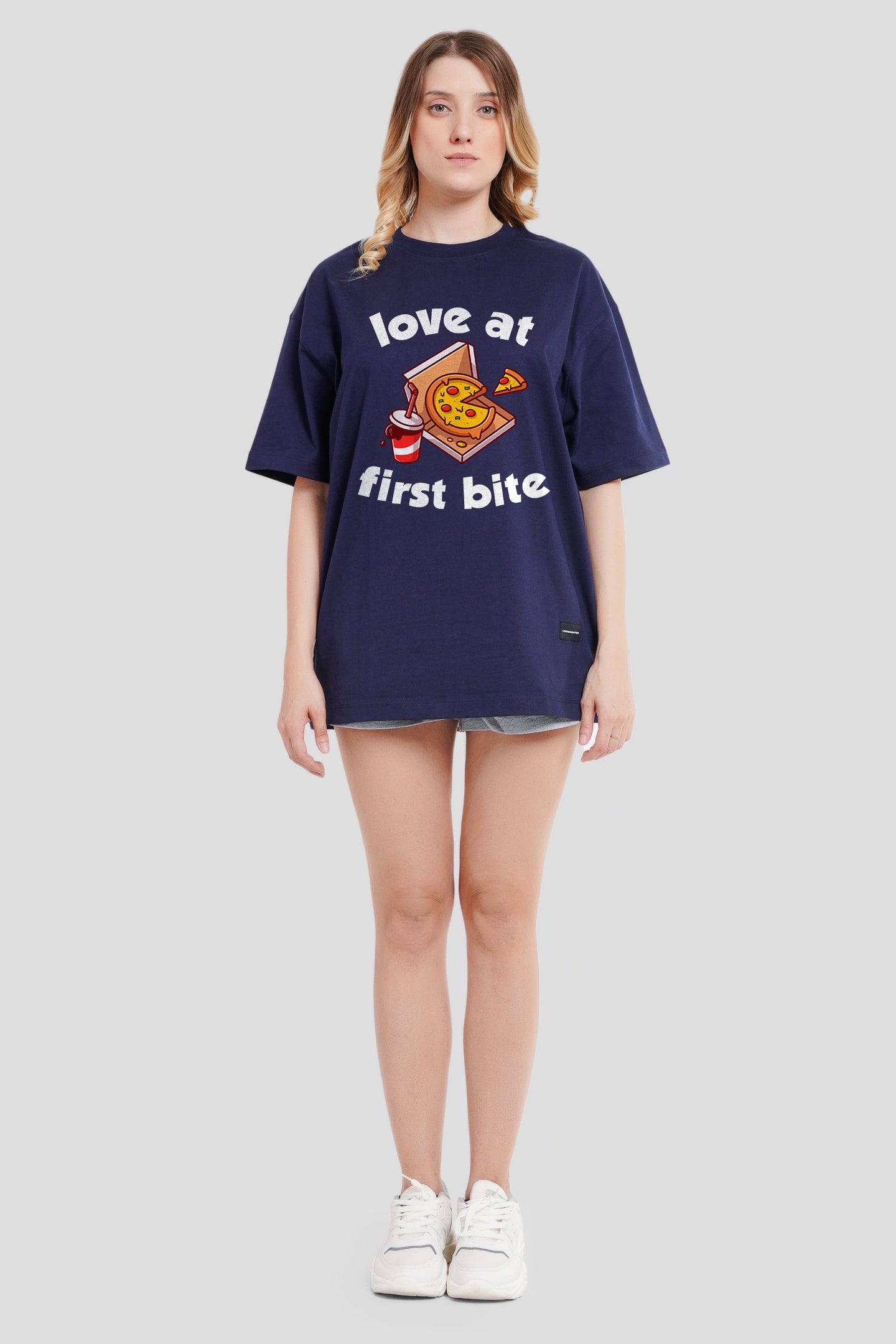 Love At First Bite Navy Blue Printed T-Shirt