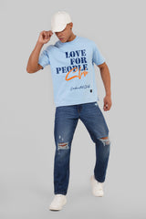 Love People Club Powder Blue Oversized Fit T-Shirt Men