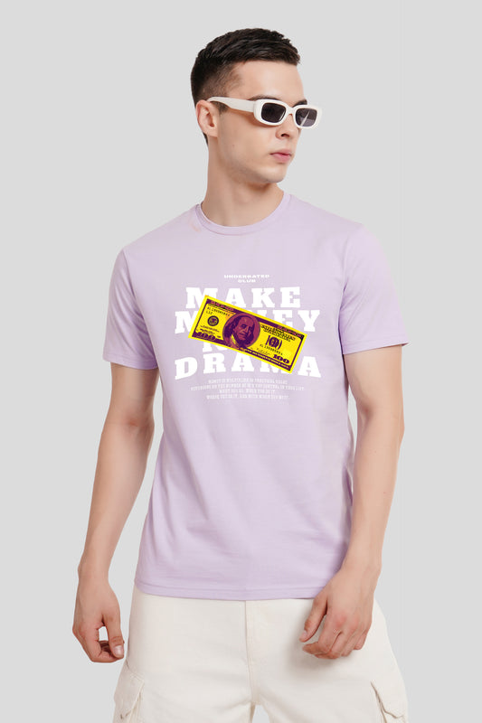 Make Money Not Drama Lilac Printed T-Shirt