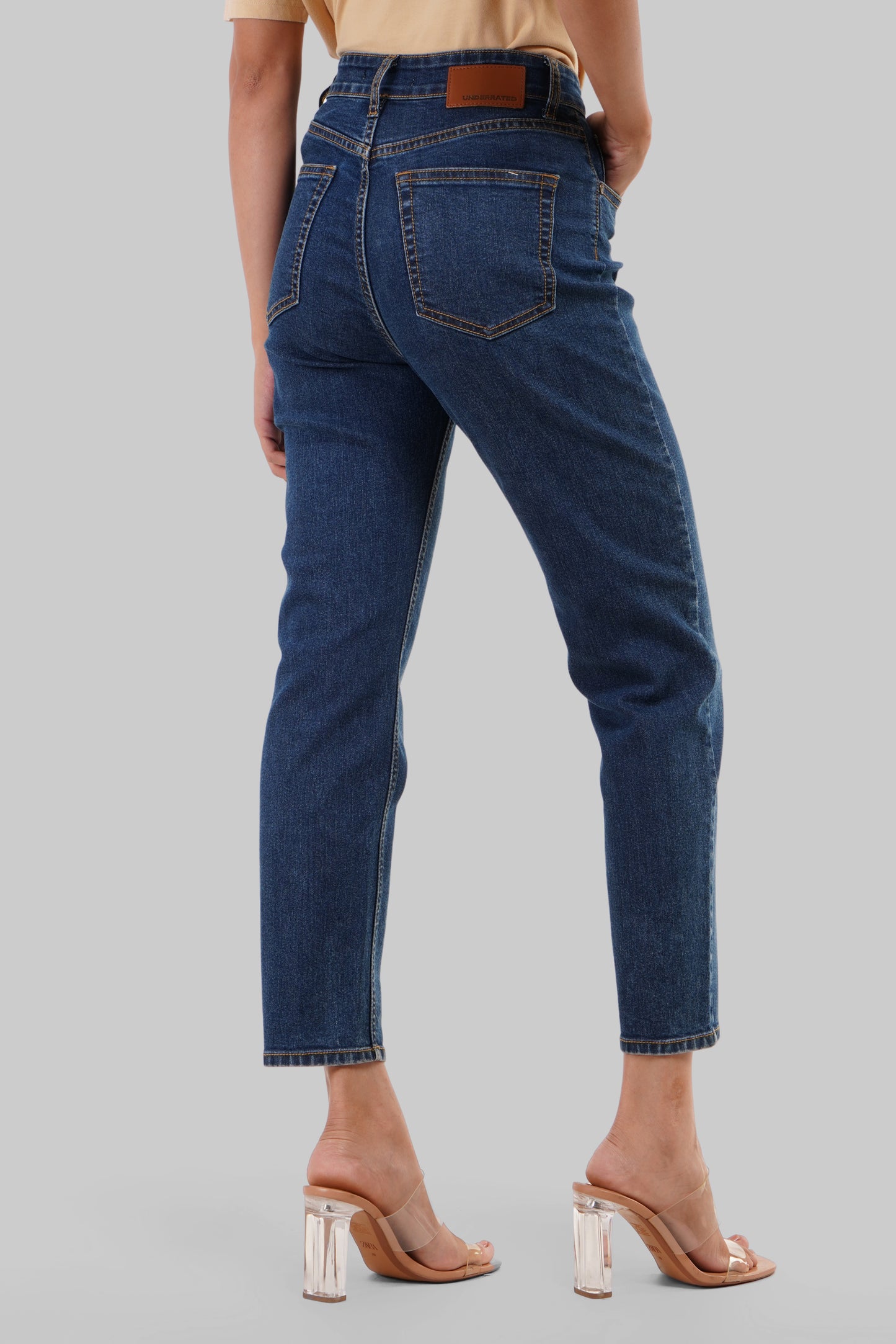 Indigo High Rise Mom Fit Women Jeans Pic 3