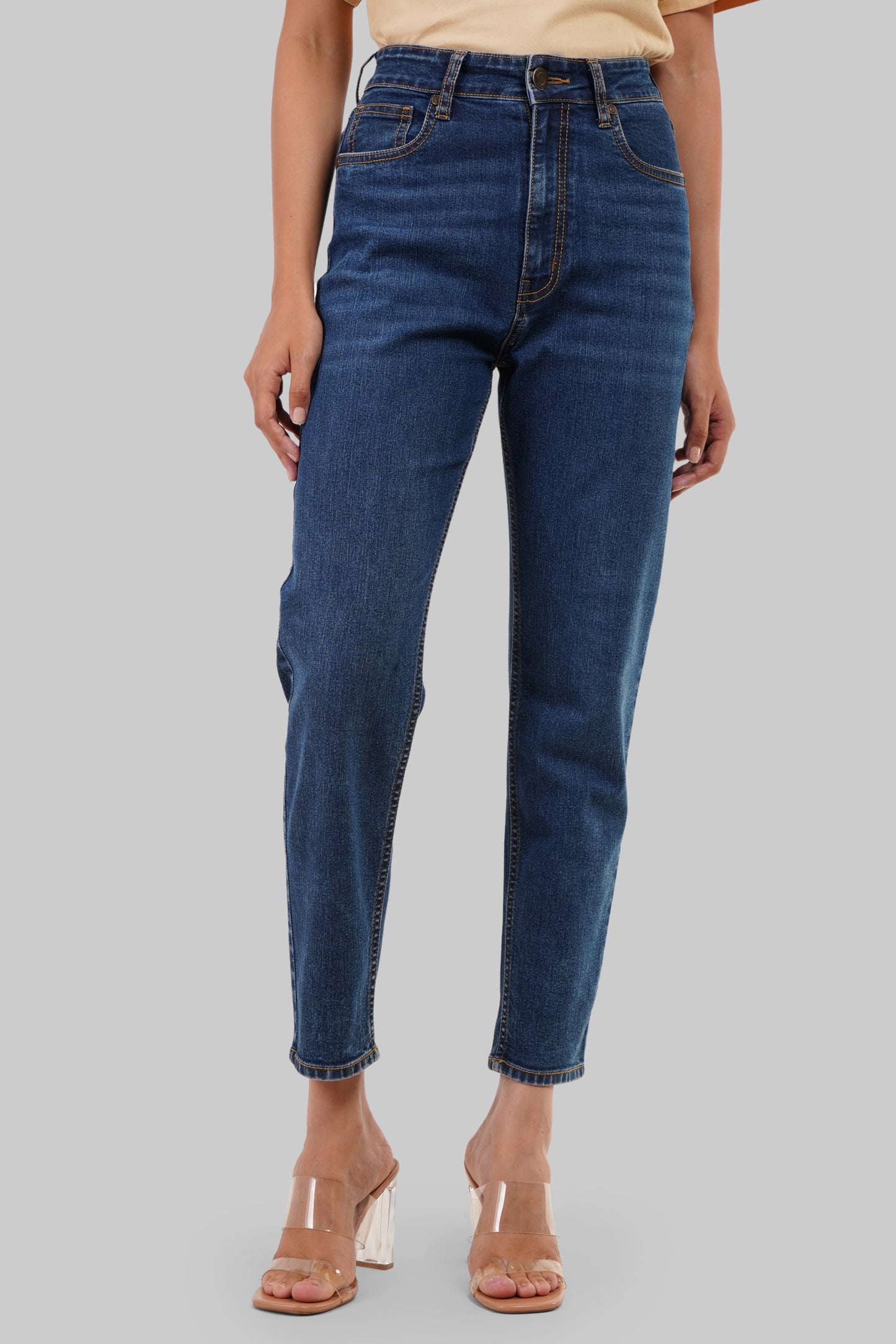 Indigo High Rise Mom Fit Women Jeans Pic 1