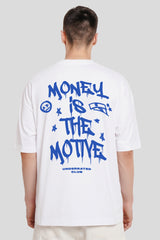 Money Is The Motive White Printed T-Shirt Men Baggy Fit