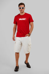 Music Typographic Red Regular Fit T-Shirt Men Pic 4