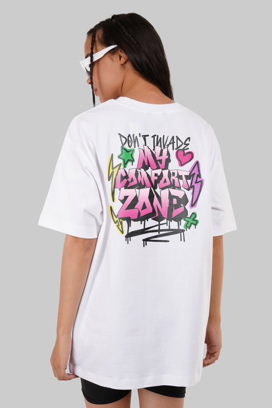 My Comfort Zone White Oversized Fit T-Shirt Women Pic 1