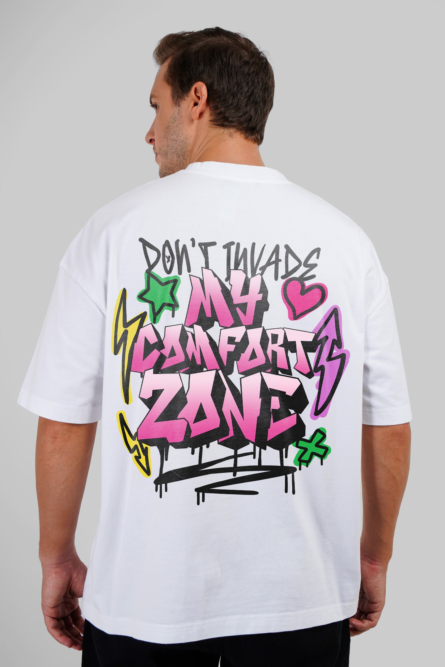 My Comfort Zone White Baggy Fit T-Shirt Men