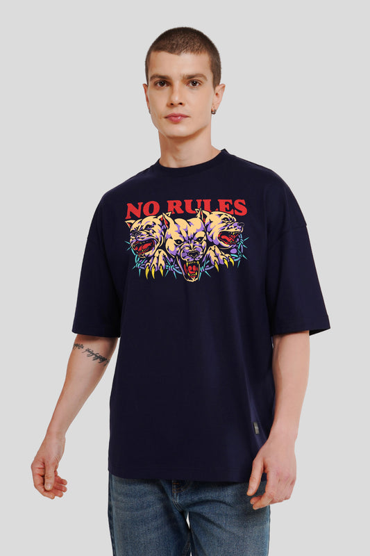 No Rules Navy Blue Printed T-Shirt