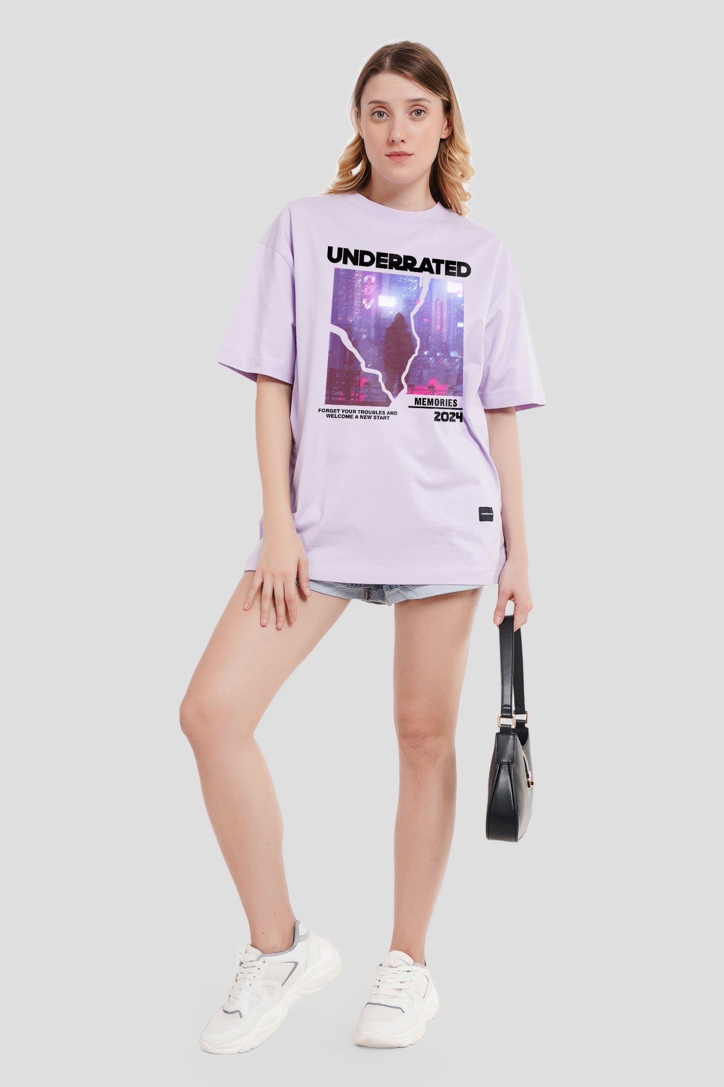 Cityscape Dreams Lilac Printed T-Shirt