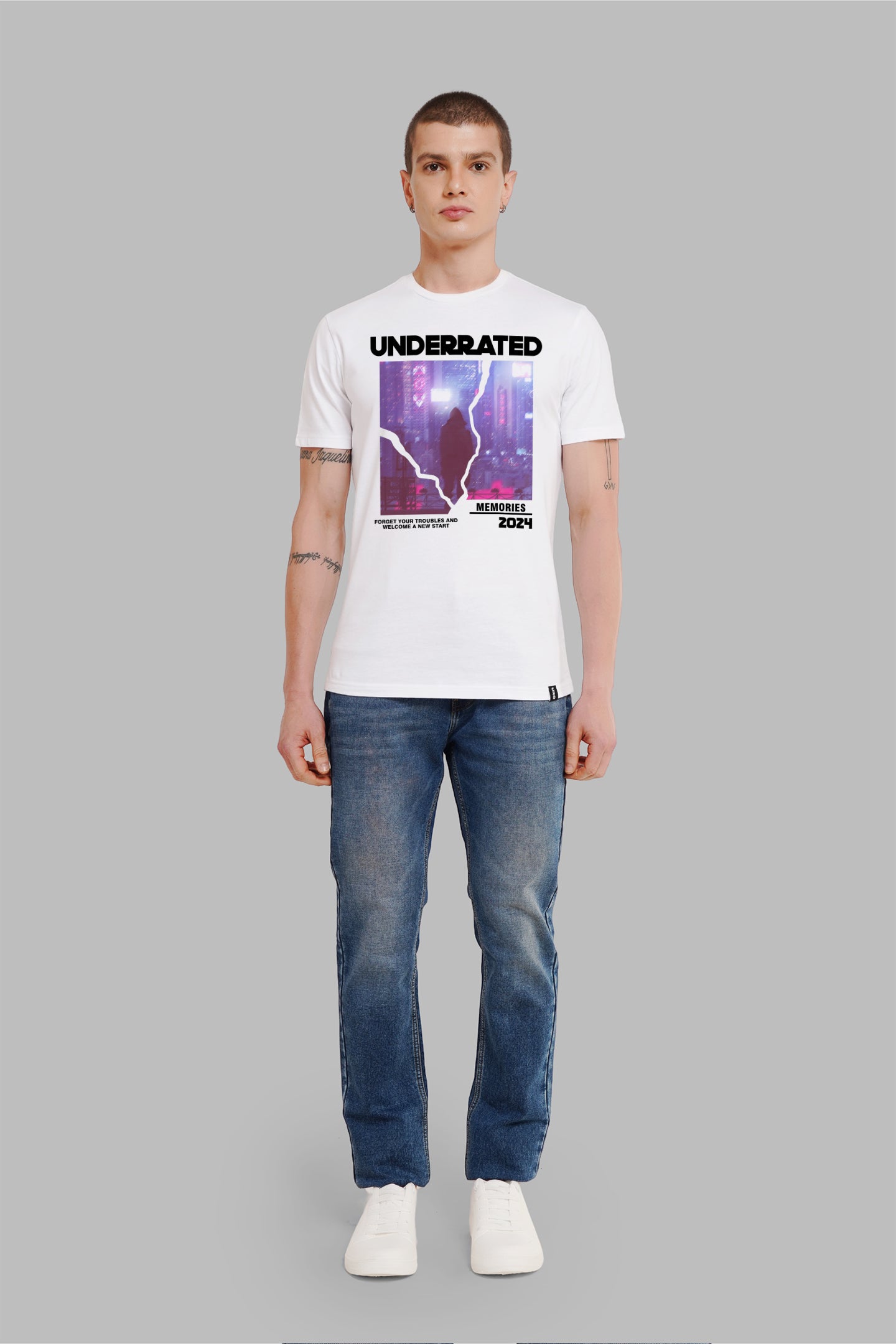 Cityscape Dreams White Printed T-Shirt