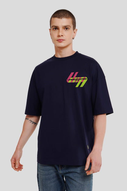 Neon Pocket Navy Blue Printed T-Shirt