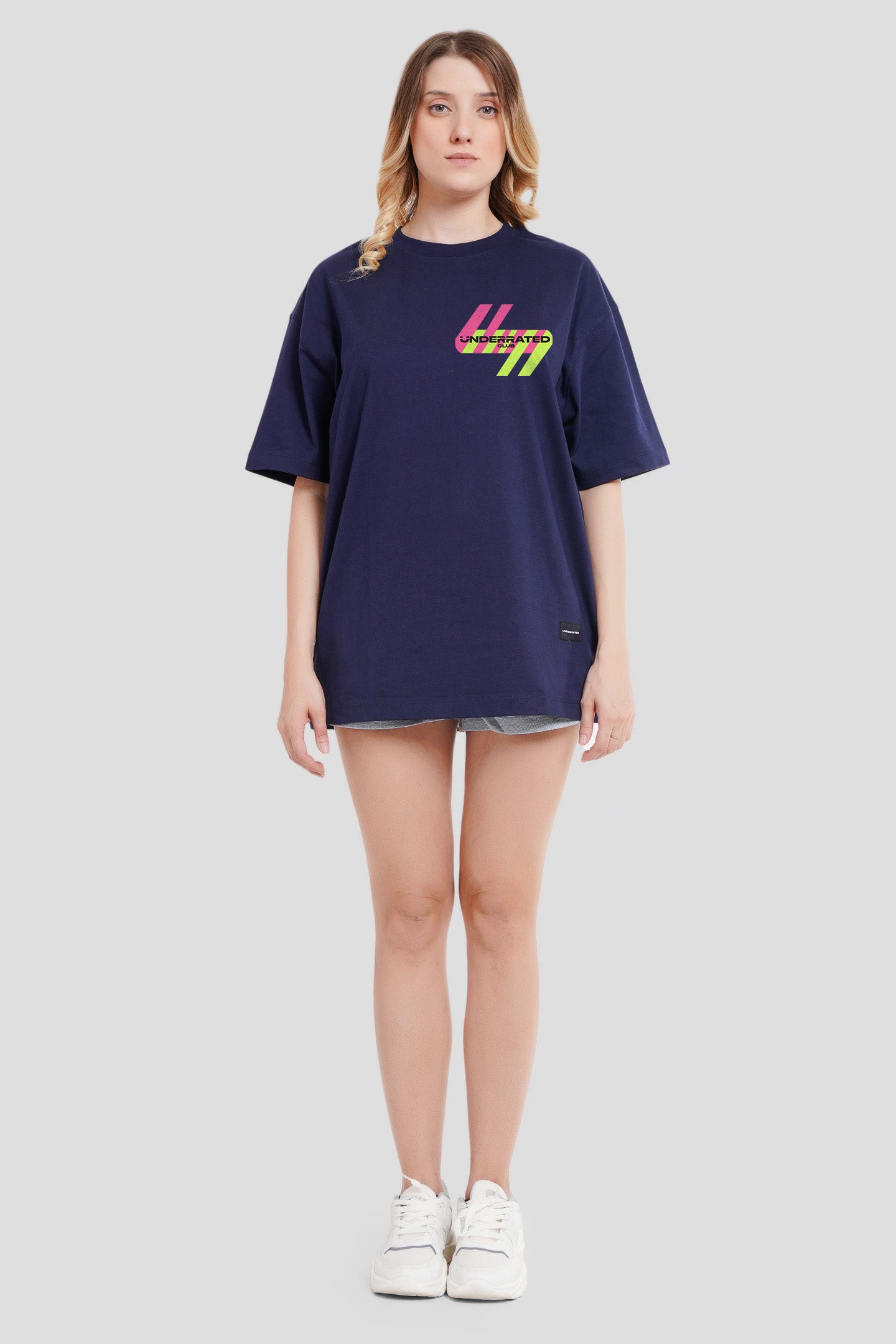 Neon Pocket Navy Blue Printed T-Shirt