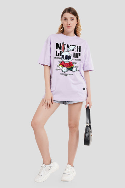 Never Give Up Lilac Printed T-Shirt