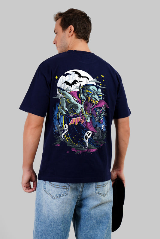 Midnight Monster Navy Blue Oversized Fit T-Shirt Men Pic 1