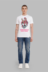Nightmare White Printed T Shirt Men Regular Fit With Front Design Pic 4