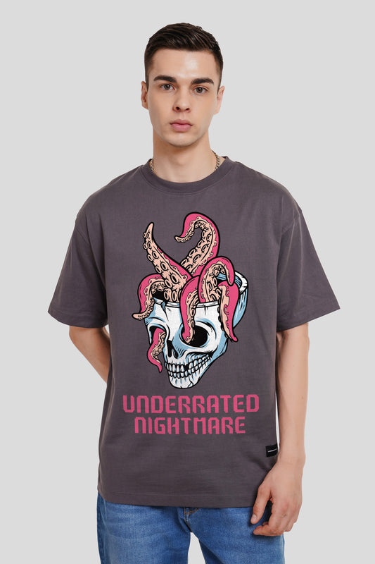 Nightmare Dark Grey Printed T-Shirt