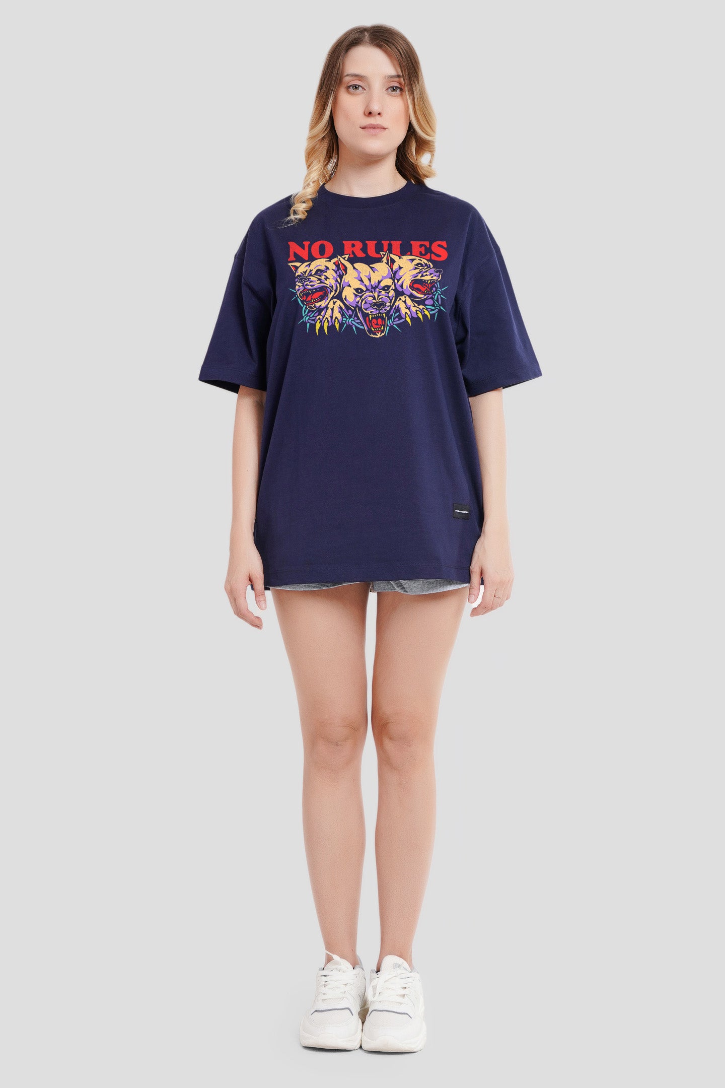 No Rules Navy Blue Printed T-Shirt