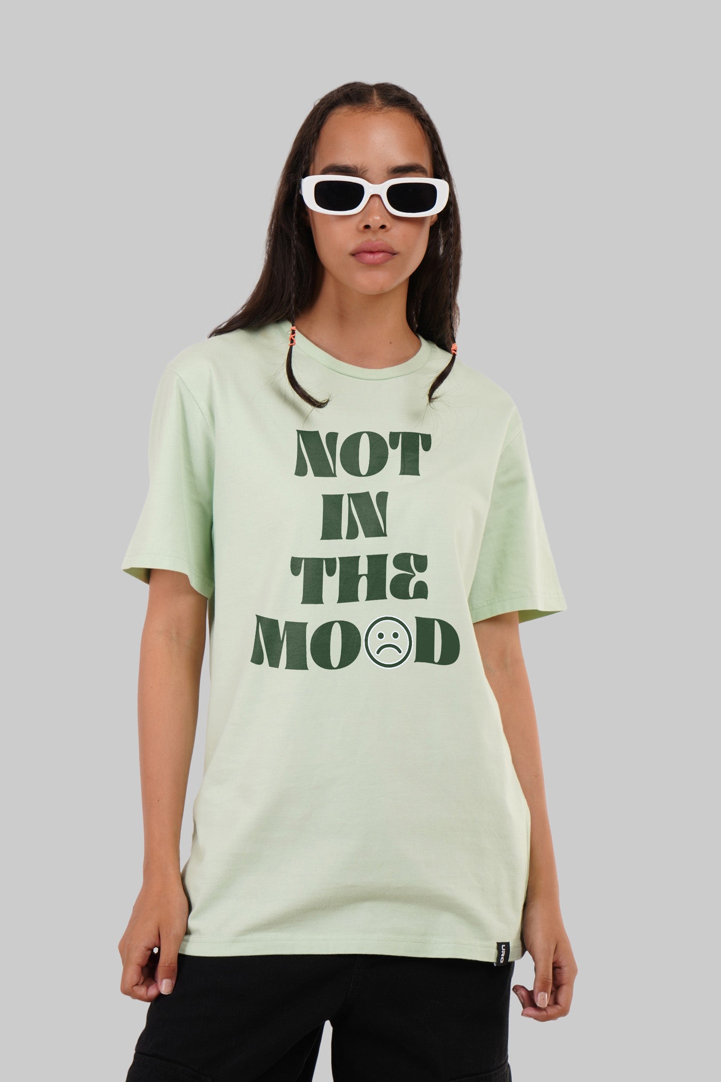 Not In The Mood Pastel Green Boyfriend Fit T-Shirt Women