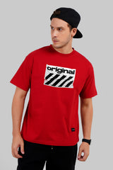 Original Graphic Printed Red Oversized Fit T-Shirt Men Pic 1