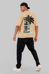 Palm Beige Baggy Fit T-Shirt Men