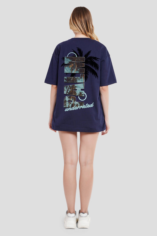 Palm Navy Blue Oversized Fit T-Shirt Women