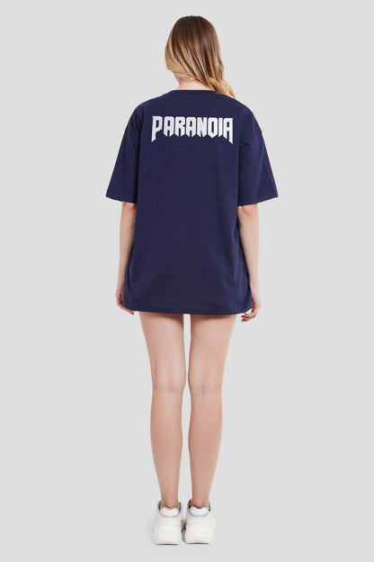 Paranoia Navy Blue Printed T-Shirt Women Oversized Fit