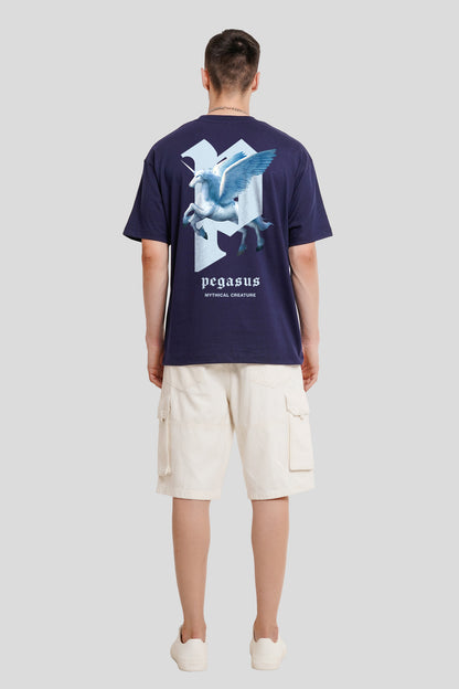 Pegasus Navy Blue Oversized Fit T-Shirt Men