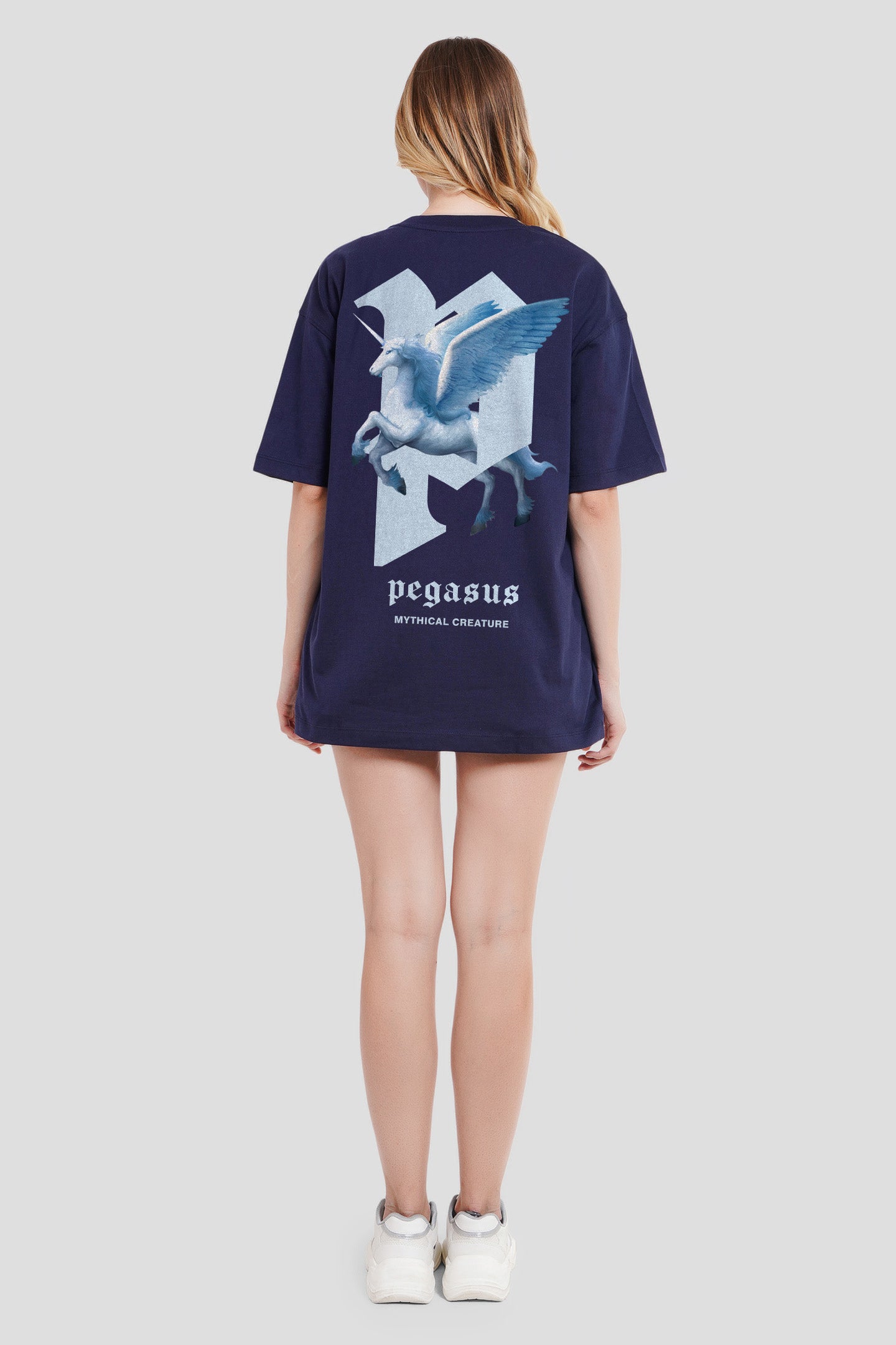 Pegasus Navy Blue Oversized Fit T-Shirt Women