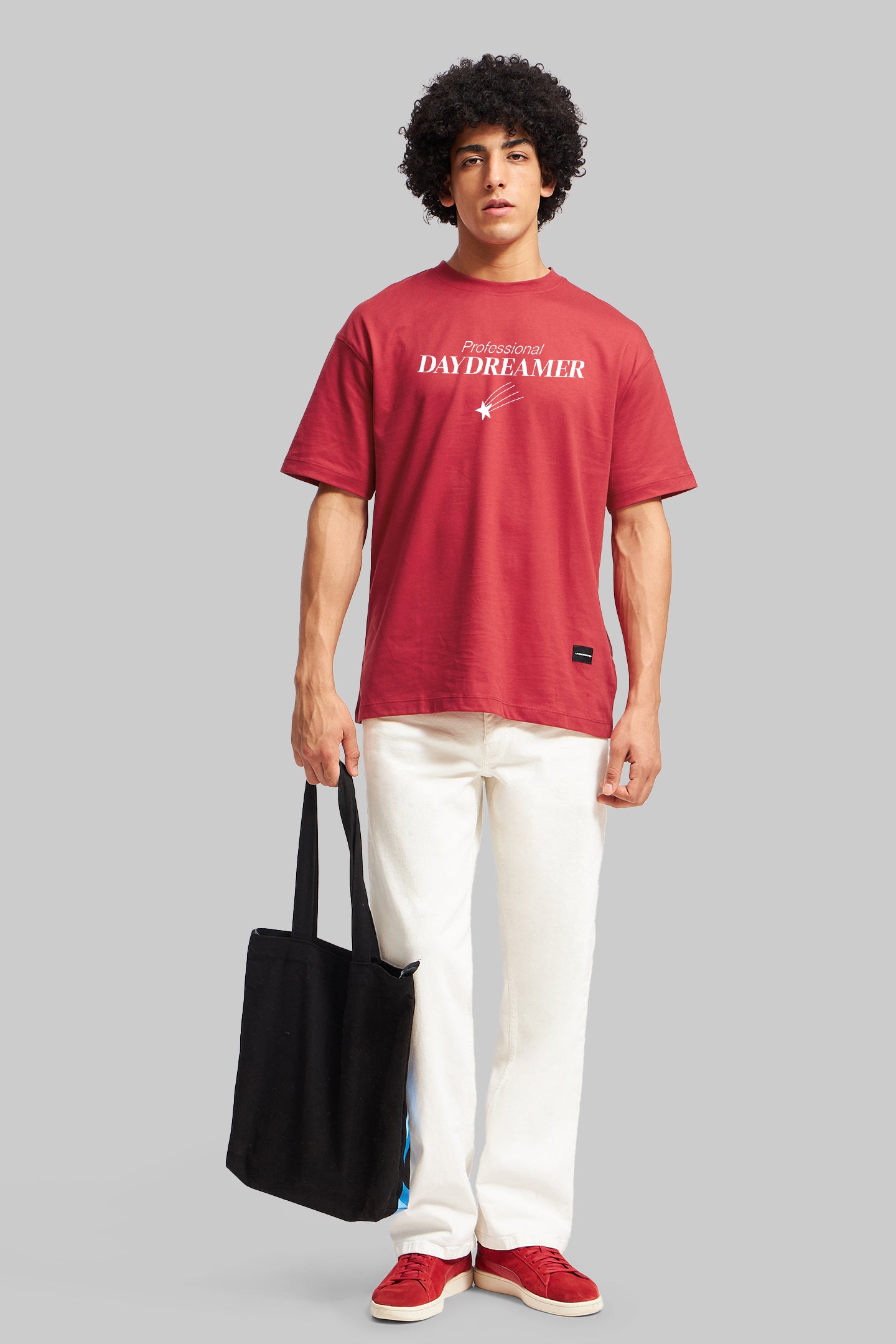 Day Dreamer Red Oversized Fit T-Shirt Men Pic 2