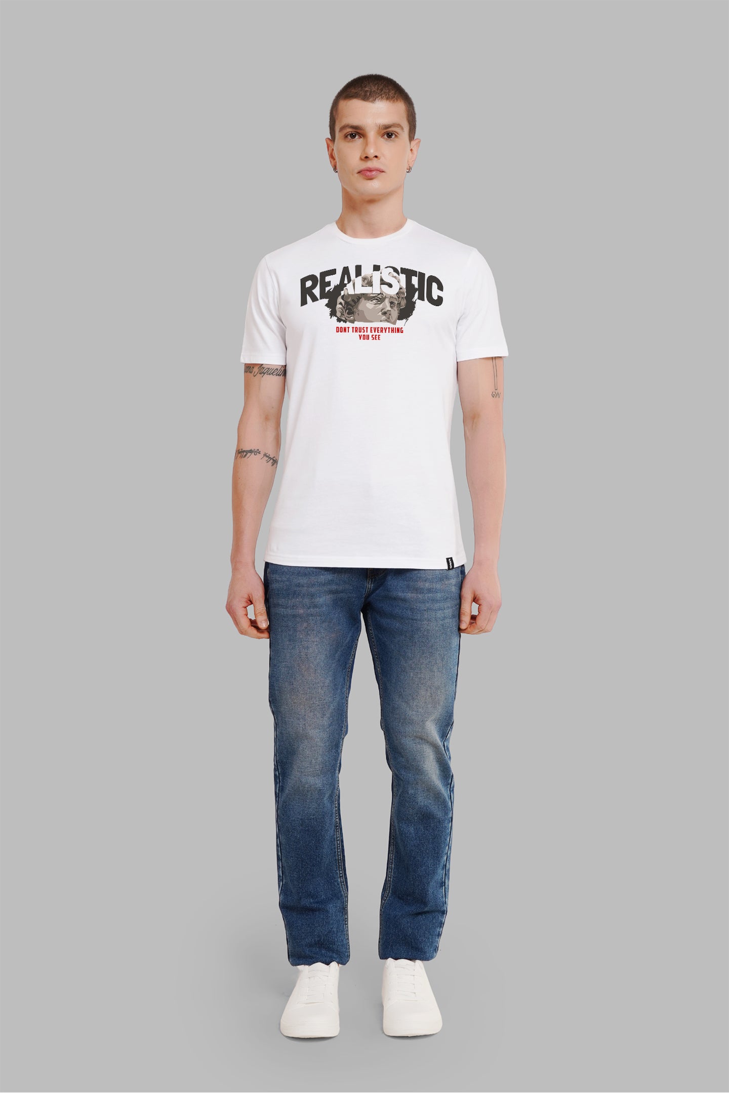 Realistic White Printed T-Shirt