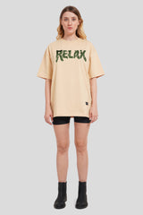 Relax Beige Printed T-Shirt