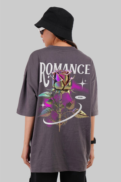 Romance Graphic Printed Dark Grey Baggy Fit T-Shirt Women Pic 1