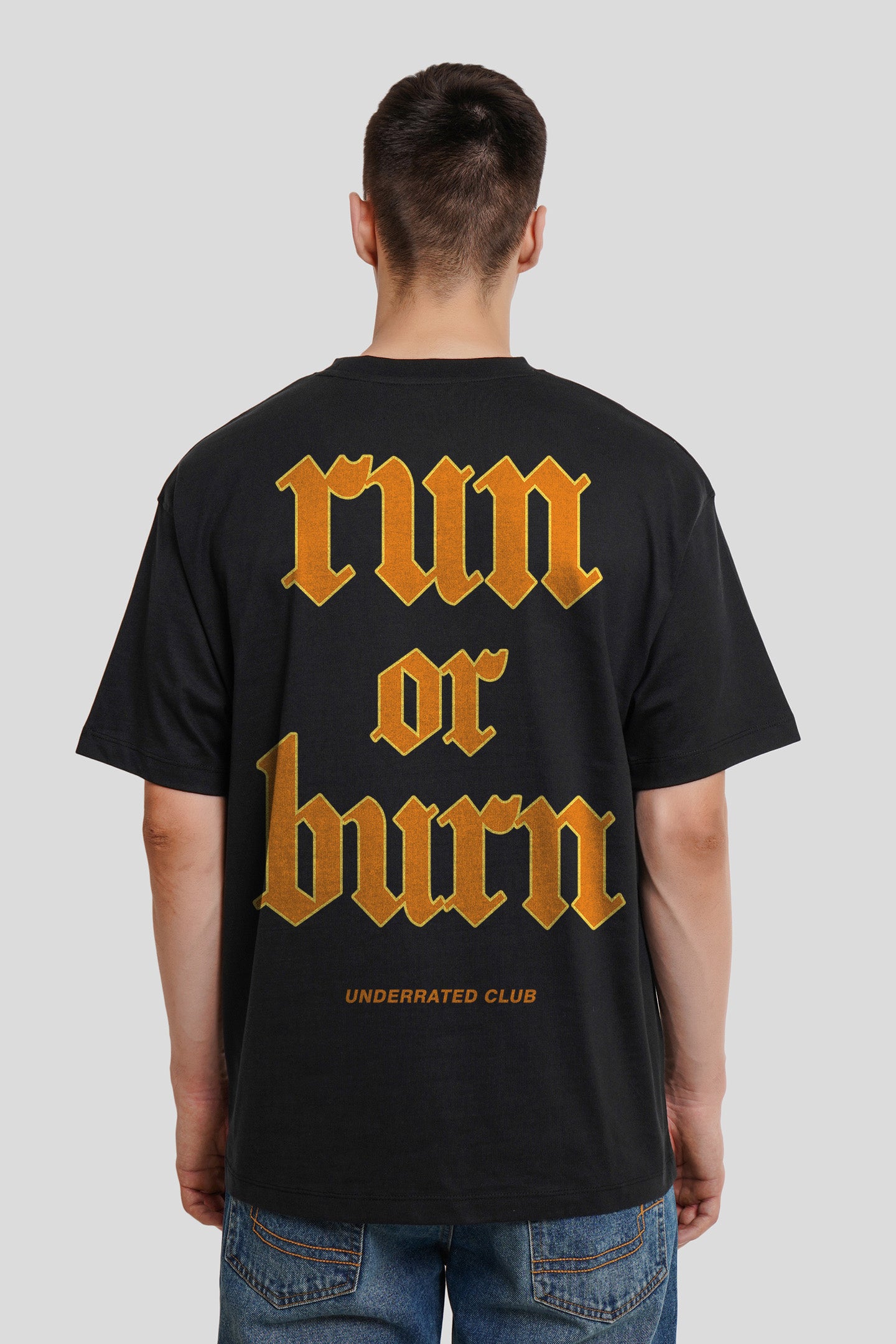 Run Or Burn Black Oversized Fit T-Shirt Men