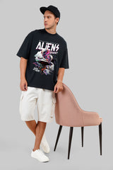 Aliens Exist Black Baggy Fit T-Shirt Men