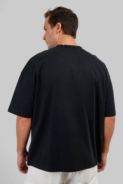 Solid Black Half Sleeves T-Shirt For Men Baggy Fit