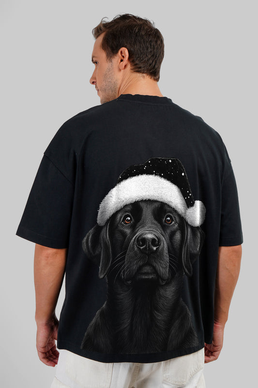 Santa Cap Doggy Black Baggy Fit T-Shirt Men Pic 1