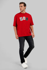 Cards Of Freedom Red Baggy Fit T-Shirt Men