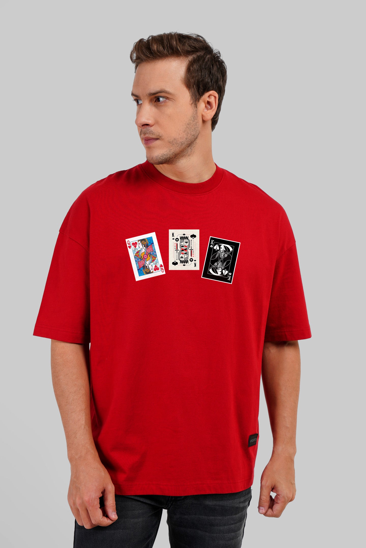 Cards Of Freedom Red Baggy Fit T-Shirt Men