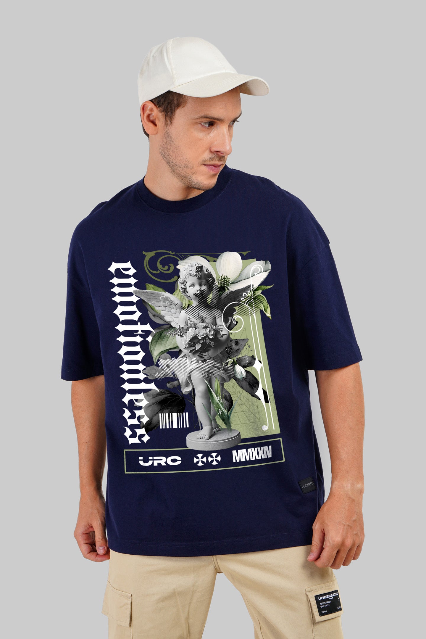 Emotionless Cupid Navy Blue Baggy Fit T-Shirt Men