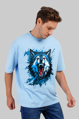 Alpha Wolf Sky Blue Baggy Fit T-Shirt Men