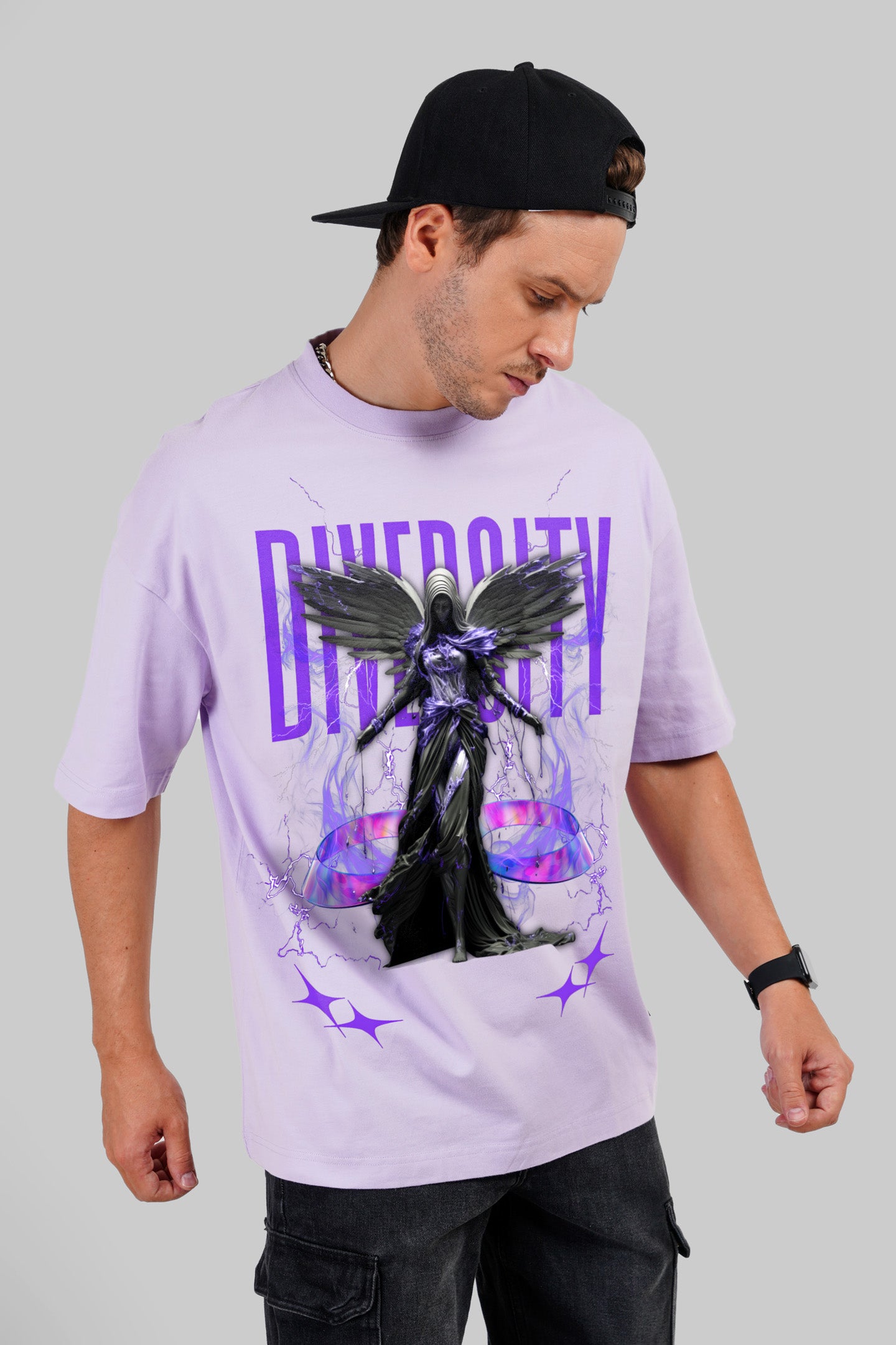 Infinite Diversity Lavender Baggy Fit T-Shirt Men