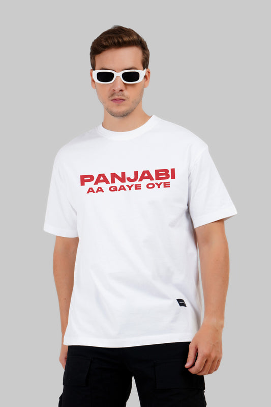 Panjabi Aa Gaye Oye White Oversized Fit T-Shirt Men Pic 1