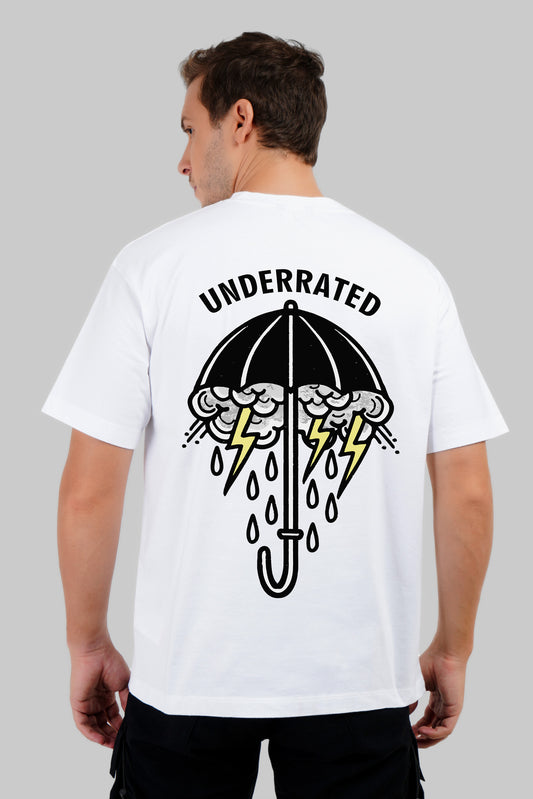 Underrated Umbrella White Oversized Fit T-Shirt Men Pic 1