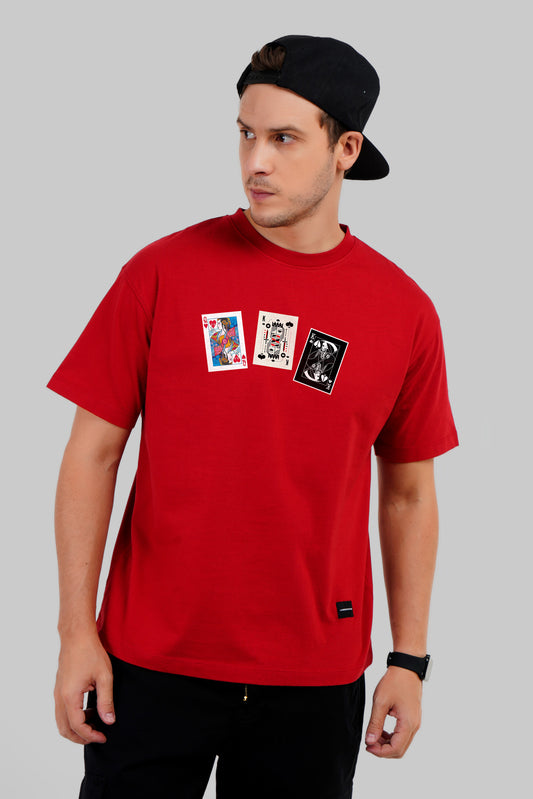 Cards Of Freedom Red Baggy Fit T-Shirt Men