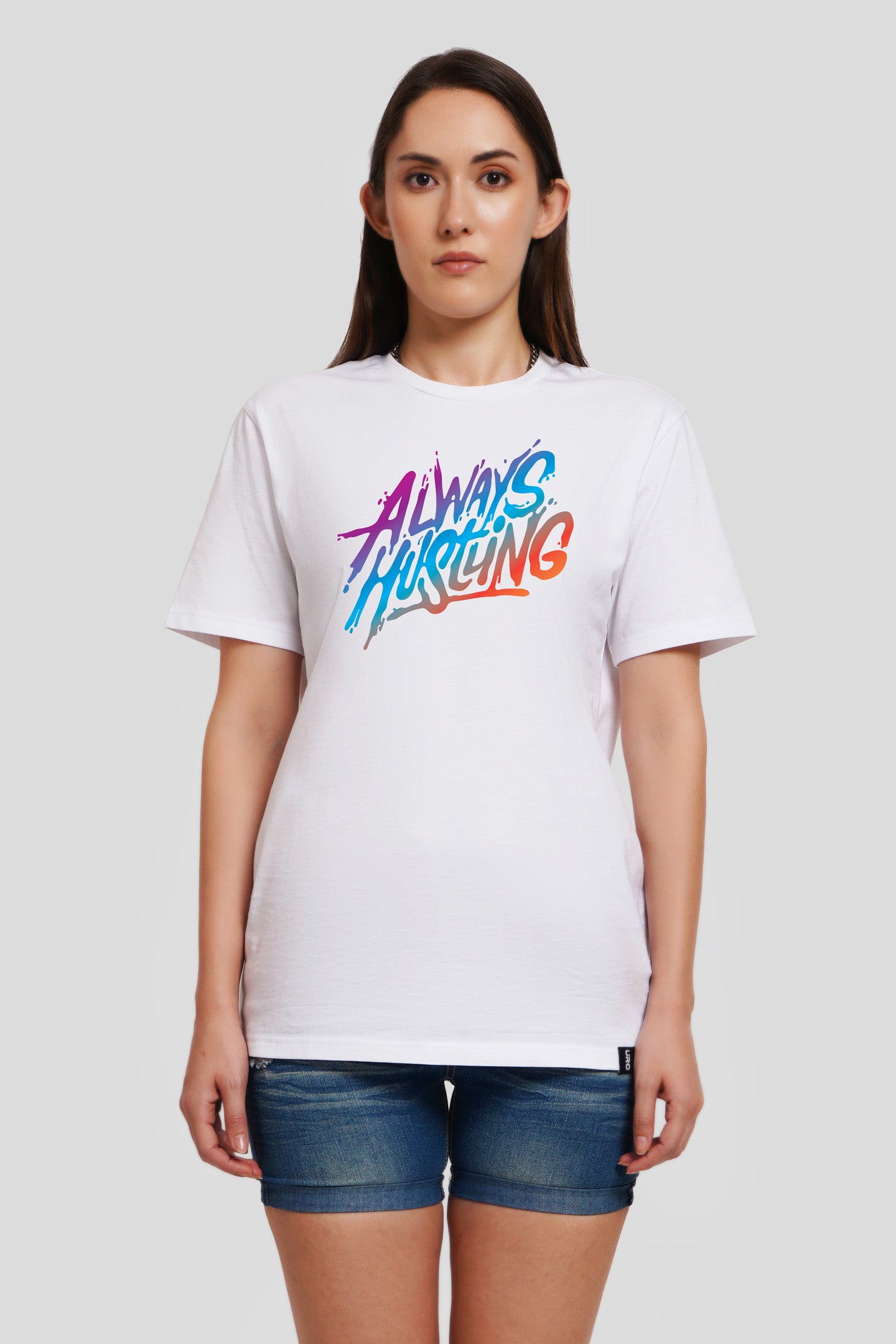 Always Hustling White Printed T-Shirt