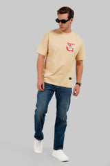 Flying Pigeon Beige Oversized Fit T-Shirt Men