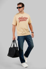 What's Up Haters Beige Oversized Fit T-Shirt Men Pic 2