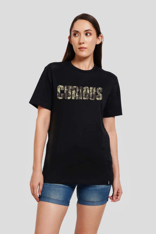 Curious Black Printed Boyfriend T-Shirt