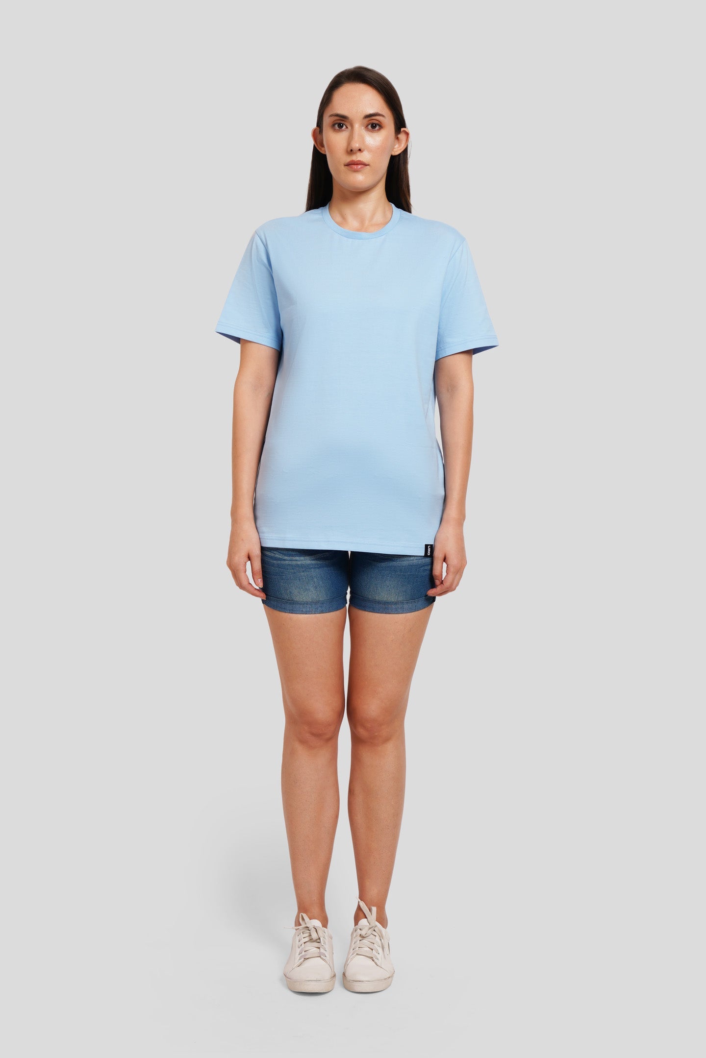 Women Powder Blue Boyfriend Fit T Shirt Pic 1