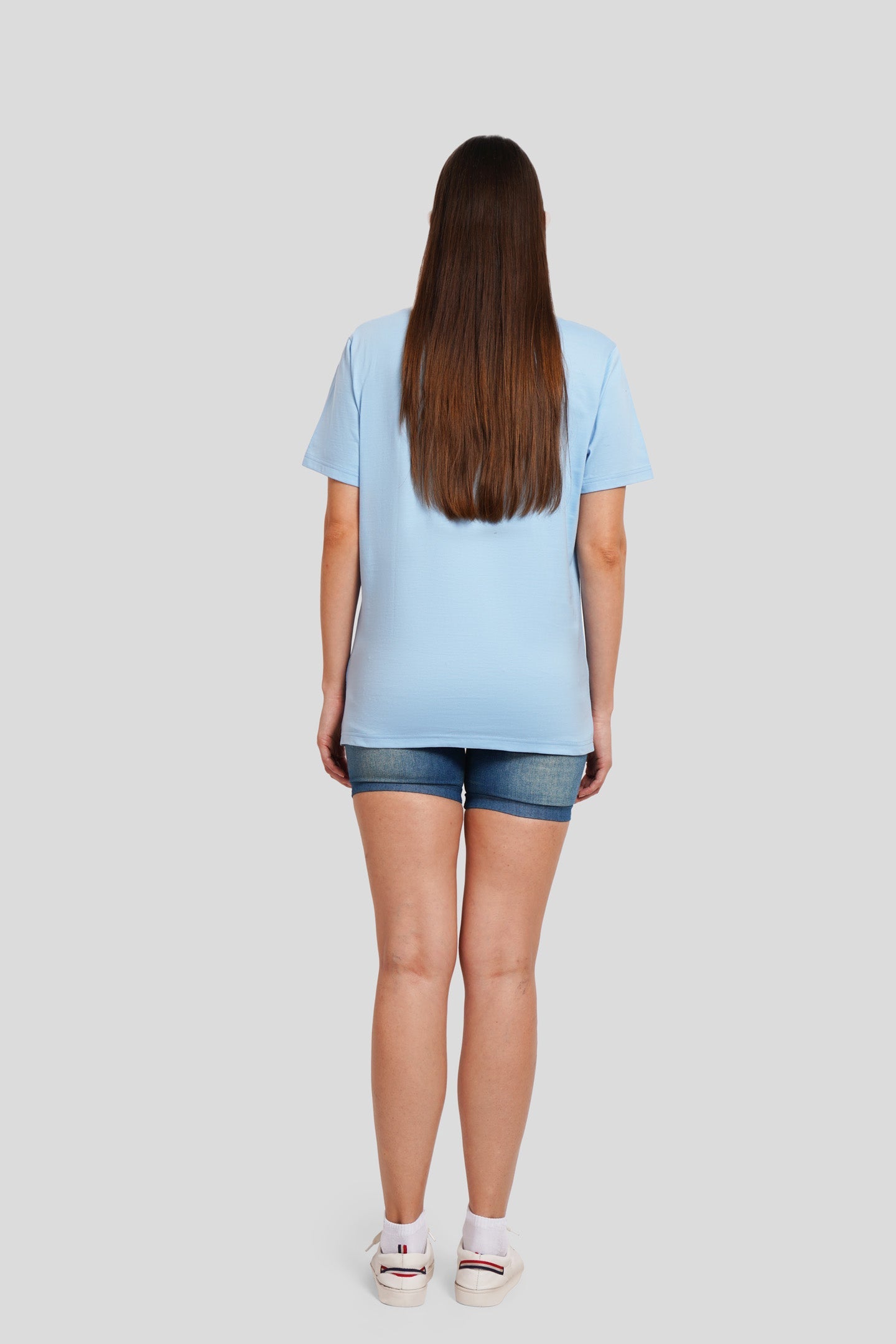 Women Powder Blue Boyfriend Fit T Shirt Pic 3