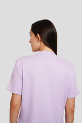 Never Give Up Lilac Printed T Shirt Women Boyfriend Fit With Front Design Pic 2